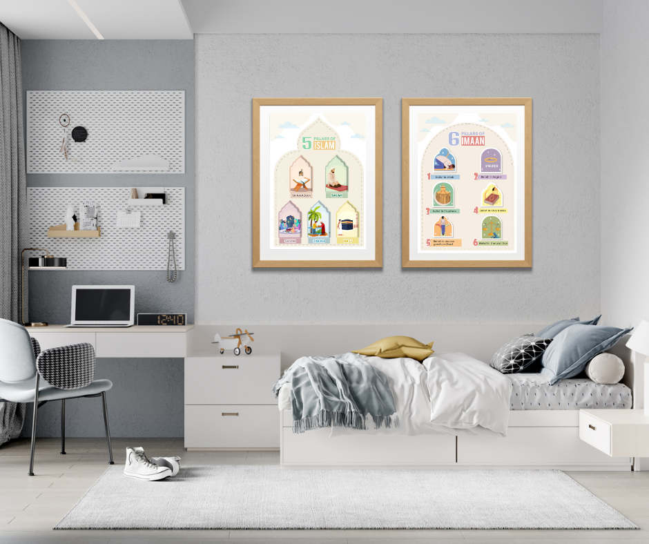 5 Pillar of Islam & 6 Pillars of Imaan - 2 Posters Prints - 16 x 20" Each