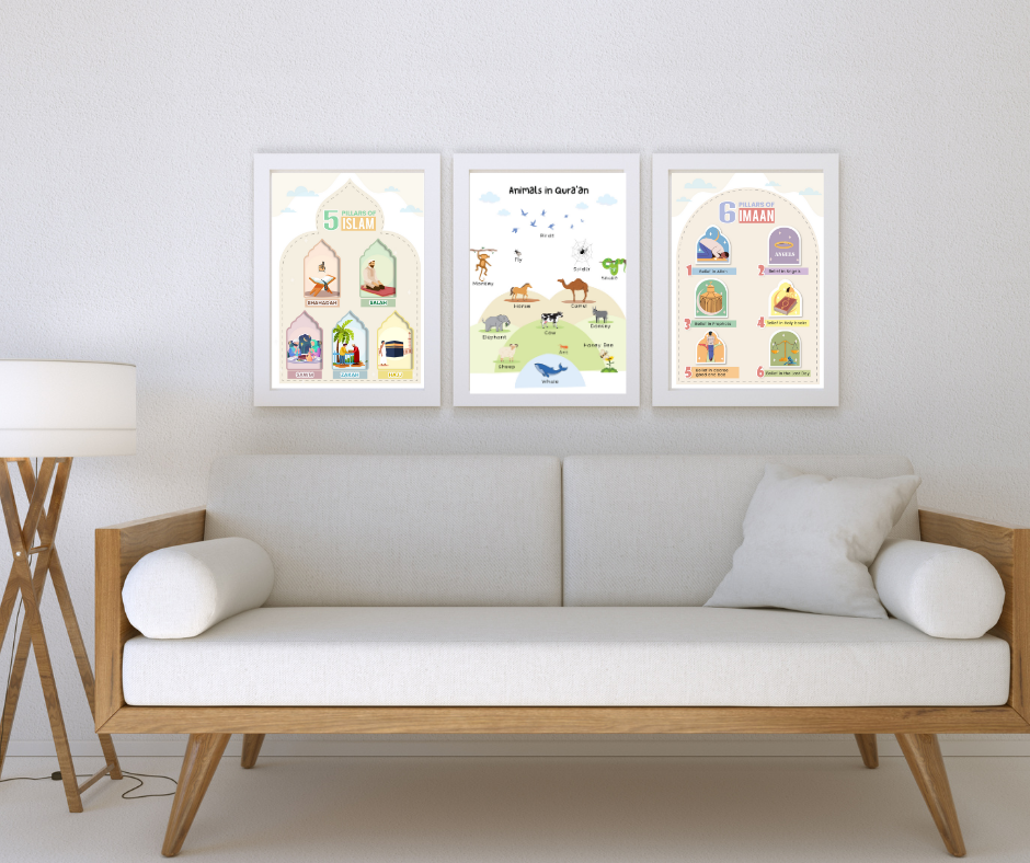 5 Pillar of Islam & 6 Pillars of Imaan - 2 Posters Prints - 16 x 20" Each